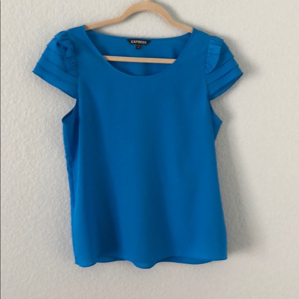 Blue shoulder cap blouse